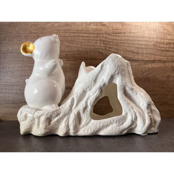 VTG White Mouse Tree Trunk Vase Succulent Planter Ceramic 99 INTL - Picture 3 of 16